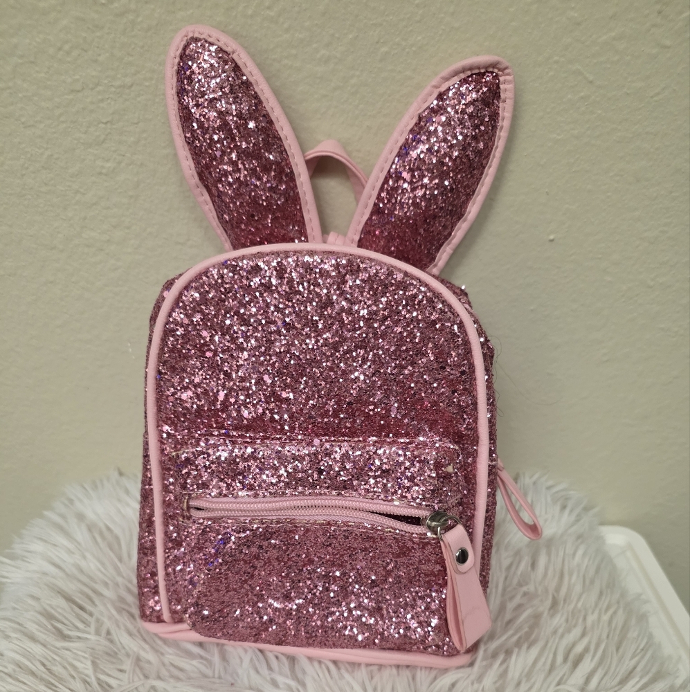 Sparkly Pink Bunny Ears Kids Backpack